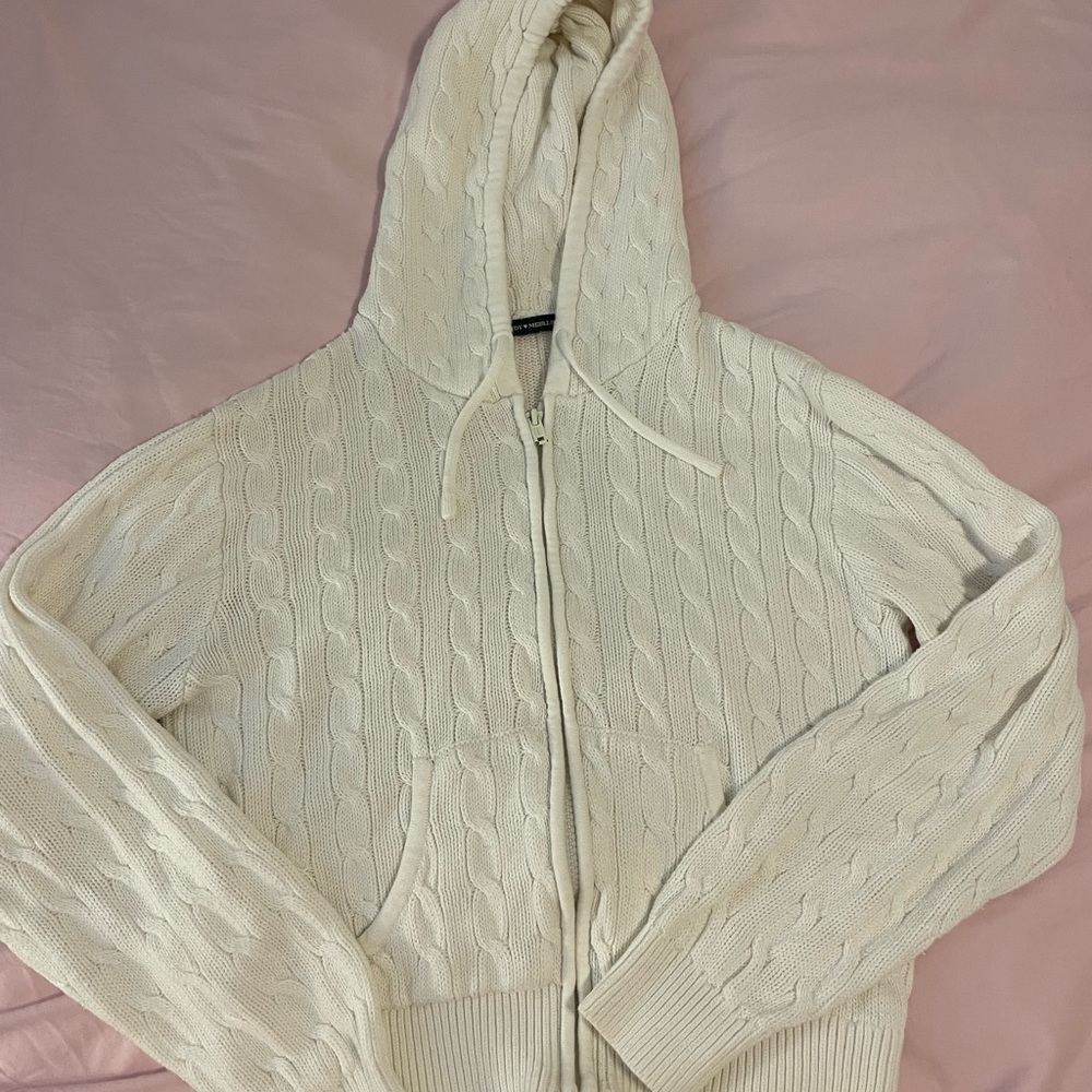Brandy Melville Cable Knit Hoodie Cream